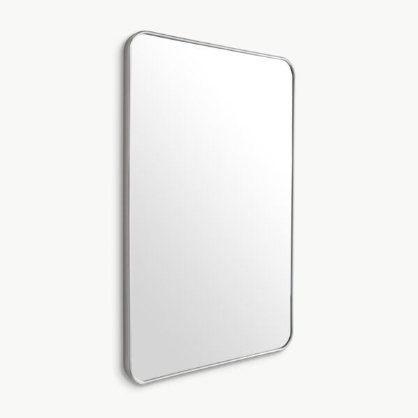 Rowan Metal Rounded Corner Framed Mirror - Brushed Nickel