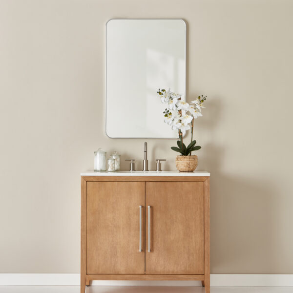 Rowan Metal Rounded Corner Framed Mirror - Brushed Nickel