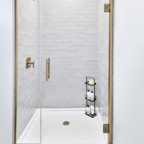 Encompass Semi-Frameless Shower Door - Biscayne Handle, Brushed Bronze