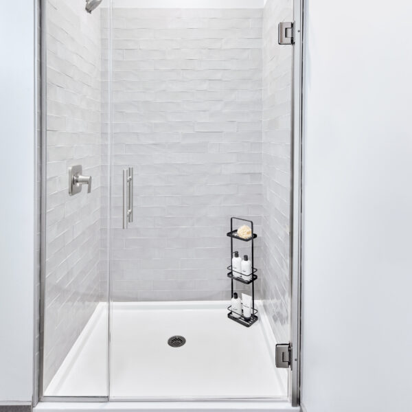 Encompass Semi-Frameless Shower Door - Biscayne Handle, Brushed Nickel