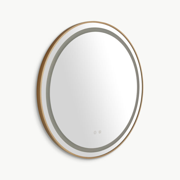 Alder Framed Round LED Lighted Mirror - Brushed Bronze