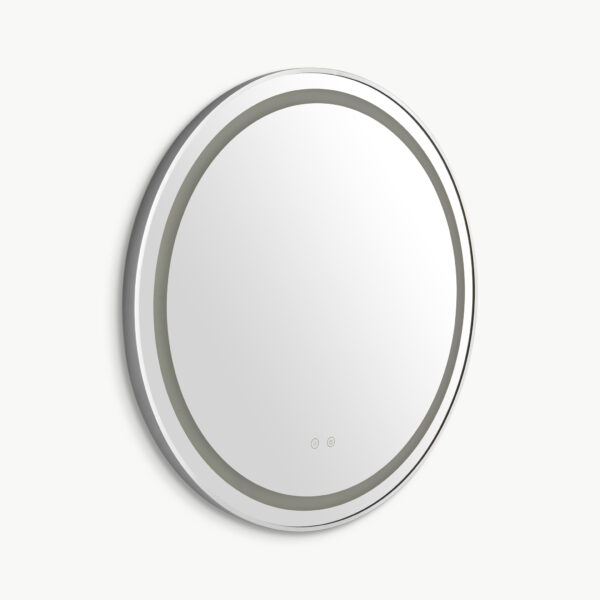 Alder Framed Round LED Lighted Mirror - Polished Chrome