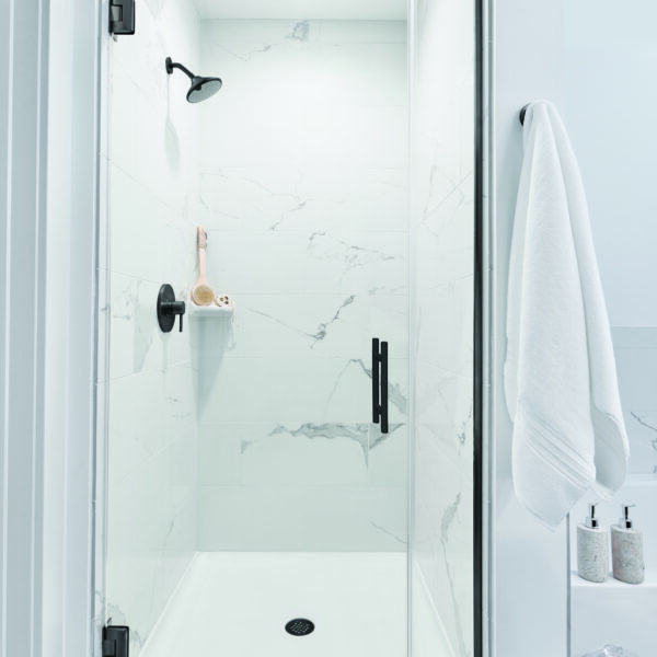 Infinity Frameless Shower Door - Biscayne Handle, Matte Black