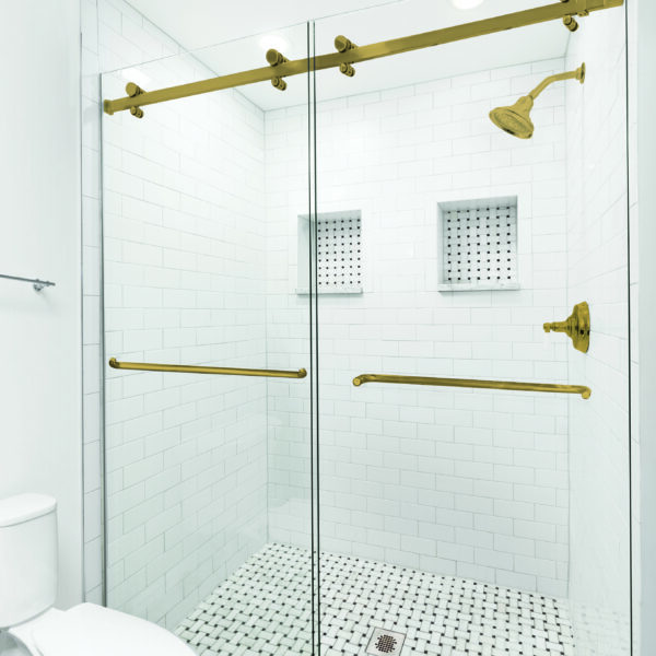 Boundless Slider Bypass Shower - Acadia Towel Bar Handle - Brushed Bronze