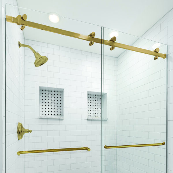 Boundless Slider Bypass Shower - Acadia Towel Bar Handle - Brushed Bronze