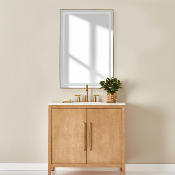 Alder Framed Rectangle LED Lighted Mirror - Brushed Bronze