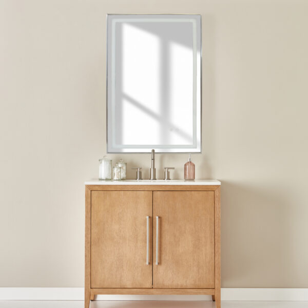 Alder Framed Rectangle LED Lighted Mirror - Brushed Nickel
