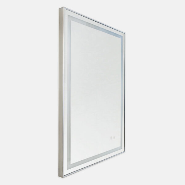 Alder Framed Rectangle LED Lighted Mirror - Brushed Nickel