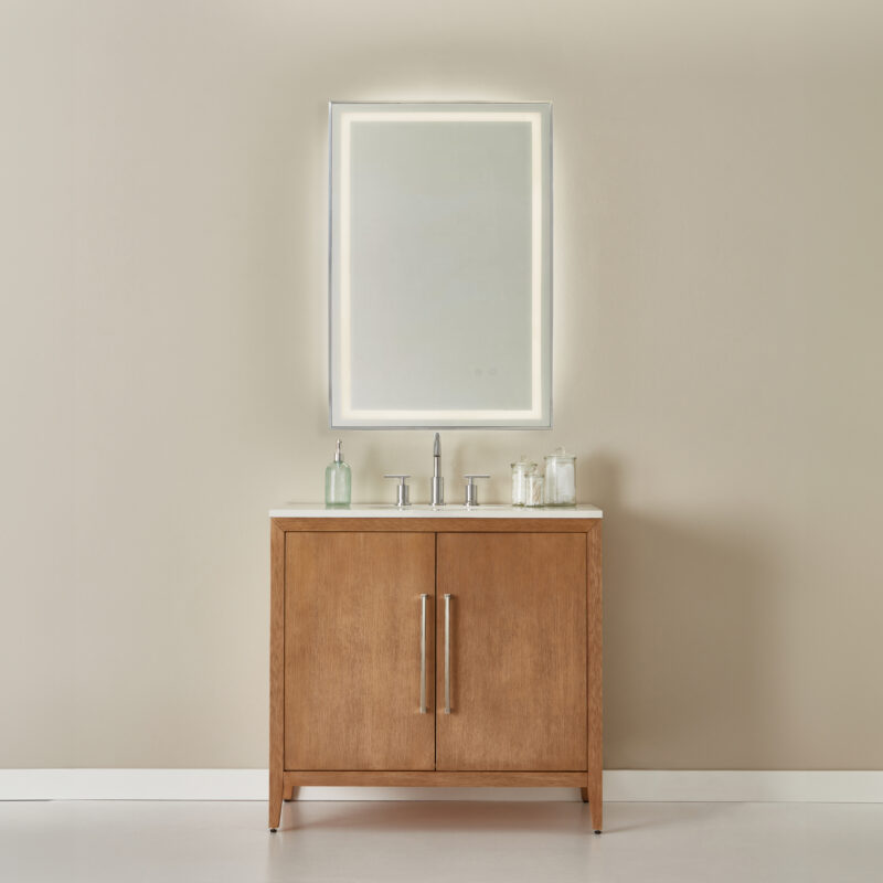 Alder LED Mirror BN In Use Lighted