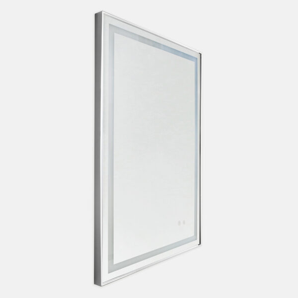Alder Framed Rectangle LED Lighted Mirror - Polished Chrome